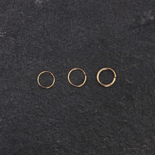 Load image into Gallery viewer, Solid Gold Hoop Earrings 9ct Gold Continuous Ring - Ear, Nose, Septum, Rook, Daith, Helix MidwinterHollow
