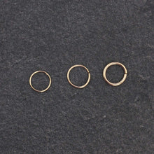 Load image into Gallery viewer, Solid Gold Hoop Earrings 9ct Gold Continuous Ring - Ear, Nose, Septum, Rook, Daith, Helix MidwinterHollow