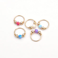 Load image into Gallery viewer, Gold Opal Hoop Earrings - Cartilage Hoop, Nose Ring, Tragus Piercing