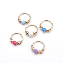 Load image into Gallery viewer, Gold Opal Hoop Earrings - Cartilage Hoop, Nose Ring, Tragus Piercing
