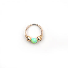 Load image into Gallery viewer, Gold Opal Hoop Earrings - Cartilage Hoop, Nose Ring, Tragus Piercing