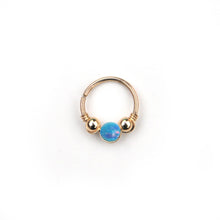 Load image into Gallery viewer, Gold Opal Hoop Earrings - Cartilage Hoop, Nose Ring, Tragus Piercing