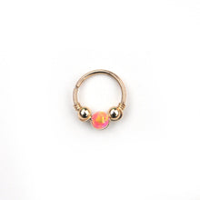 Load image into Gallery viewer, Gold Opal Hoop Earrings - Cartilage Hoop, Nose Ring, Tragus Piercing