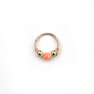 Gold Opal Hoop Earrings - Cartilage Hoop, Nose Ring, Tragus Piercing