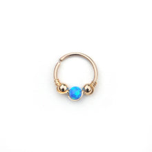 Load image into Gallery viewer, Gold Opal Hoop Earrings - Cartilage Hoop, Nose Ring, Tragus Piercing