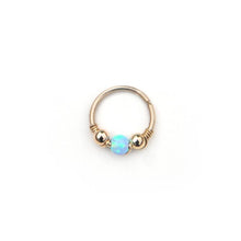 Load image into Gallery viewer, Gold Opal Hoop Earrings - Cartilage Hoop, Nose Ring, Tragus Piercing