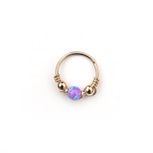 Load image into Gallery viewer, Gold Opal Hoop Earrings - Cartilage Hoop, Nose Ring, Tragus Piercing