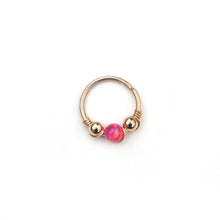 Load image into Gallery viewer, Gold Opal Hoop Earrings - Cartilage Hoop, Nose Ring, Tragus Piercing