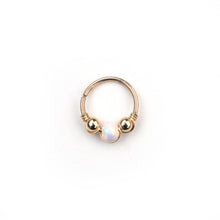 Load image into Gallery viewer, Gold Opal Hoop Earrings - Cartilage Hoop, Nose Ring, Tragus Piercing