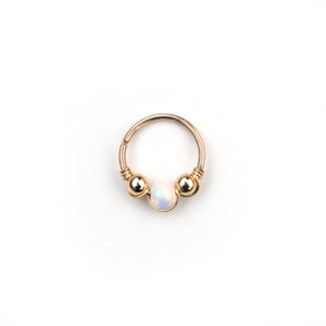 Gold Opal Hoop Earrings - Cartilage Hoop, Nose Ring, Tragus Piercing