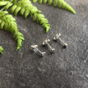 Heart, Circle, Dot  Silver Mixed Stud Earrings - Asymmetrical Stud Set