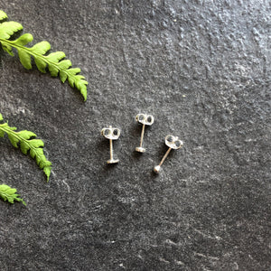 Heart, Circle, Dot  Silver Mixed Stud Earrings - Asymmetrical Stud Set