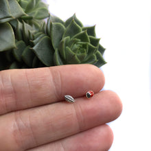 Load image into Gallery viewer, Ladybird &amp; Leaf Mismatch Studs - Asymmetrical Stud Earrings, Cartilage, Helix
