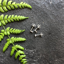 Load image into Gallery viewer, Moon &amp; Stars Sterling Silver Asymmetrical Stud Earrings - Mismatched Night Sky Stud Set