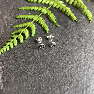 Round Star & Moon Stud Earrings - Silver Studs