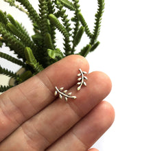 Load image into Gallery viewer, Silver Vine Leaf Earrings - Botanical Stud Earrings, Silver Studs