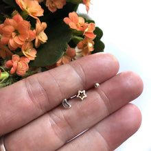 Load image into Gallery viewer, Star &amp; Moon Sterling Silver Mismatched Stud Earrings - Asymmetrical Night Sky Stud Set